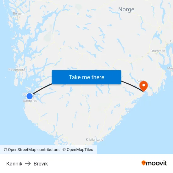Kannik to Brevik map