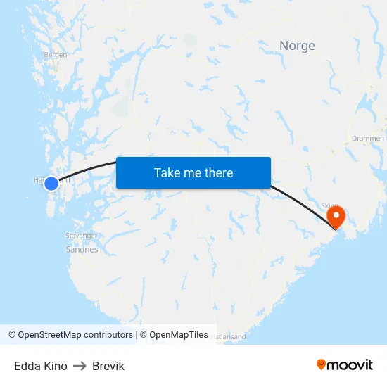 Edda Kino to Brevik map