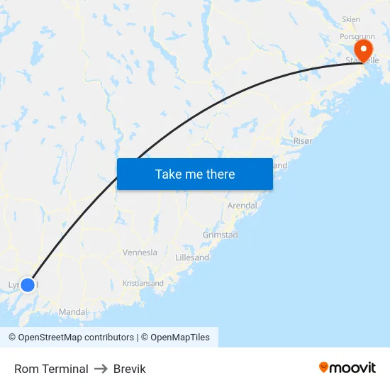 Rom Terminal to Brevik map