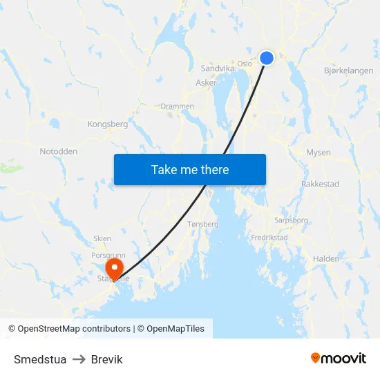 Smedstua to Brevik map