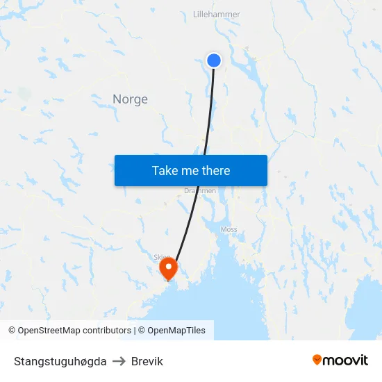 Stangstuguhøgda to Brevik map