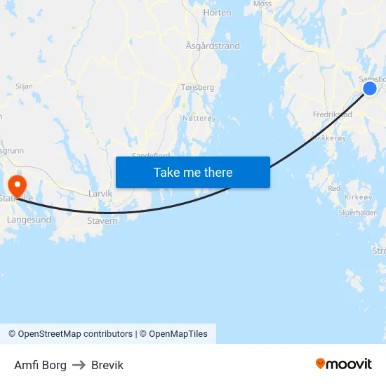 Amfi Borg to Brevik map