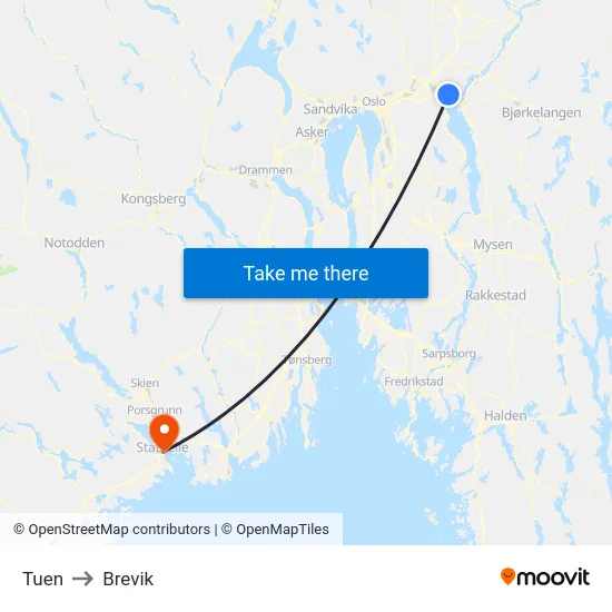Tuen to Brevik map