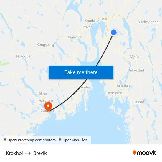 Krokhol to Brevik map