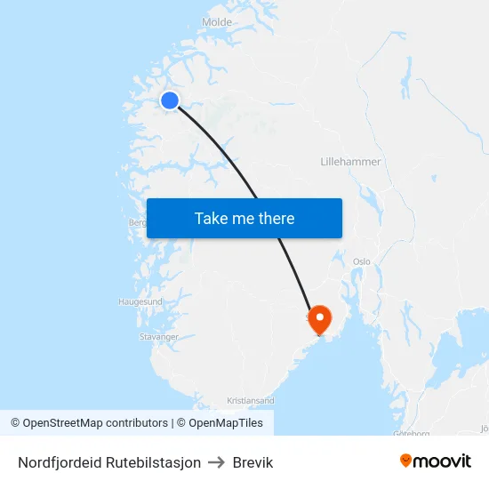 Nordfjordeid Rutebilstasjon to Brevik map
