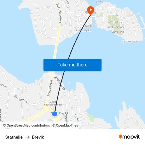 Stathelle to Brevik map