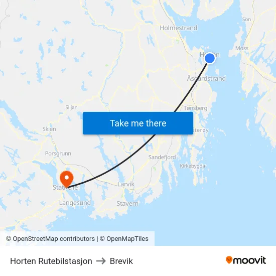 Horten Rutebilstasjon to Brevik map