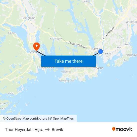 Thor Heyerdahl Vgs. to Brevik map