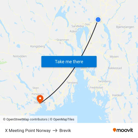 X Meeting Point Norway to Brevik map