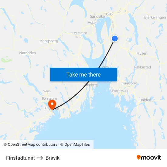 Finstadtunet to Brevik map