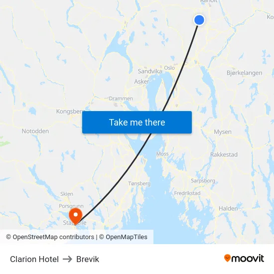 Clarion Hotel to Brevik map