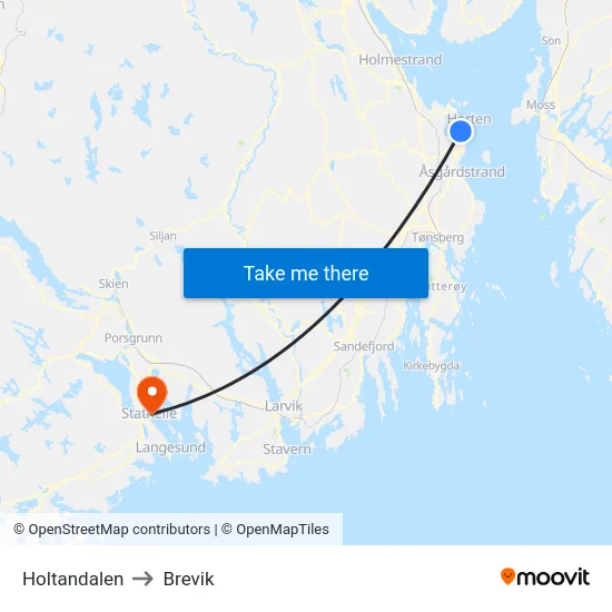 Holtandalen to Brevik map
