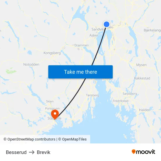 Besserud to Brevik map