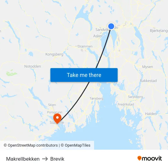 Makrellbekken to Brevik map