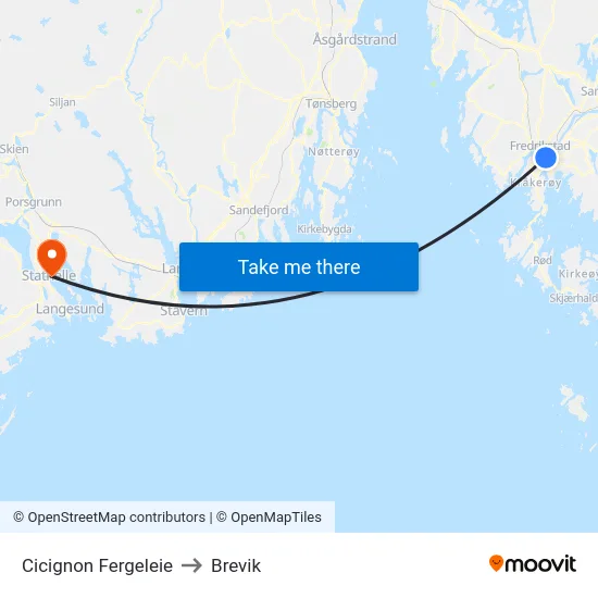 Cicignon Fergeleie to Brevik map
