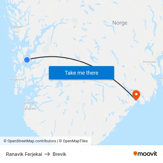 Ranavik Ferjekai to Brevik map