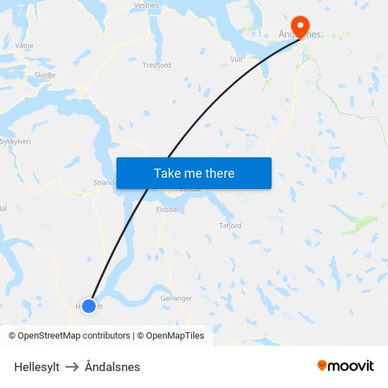 Hellesylt to Åndalsnes map