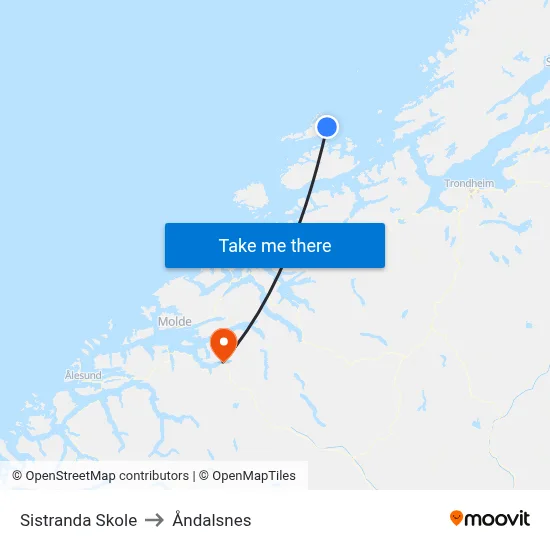 Sistranda Skole to Åndalsnes map
