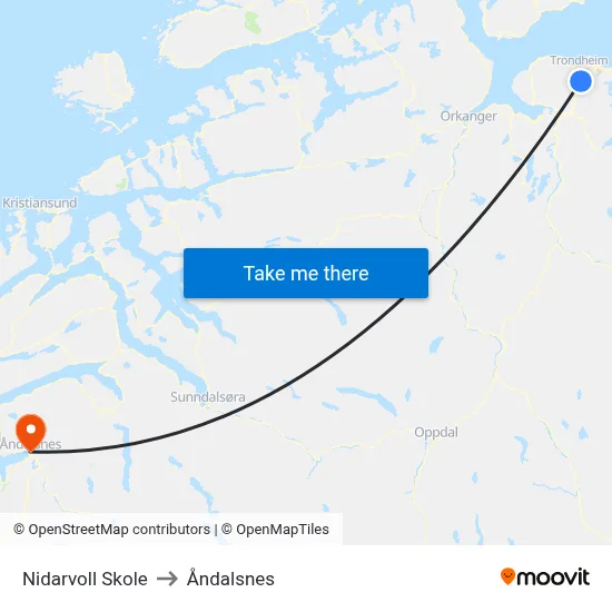 Nidarvoll Skole to Åndalsnes map