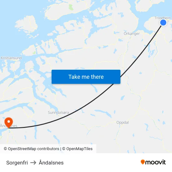 Sorgenfri to Åndalsnes map