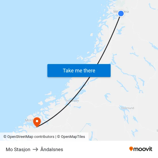 Mo Stasjon to Åndalsnes map