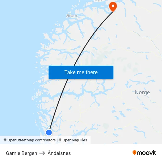 Gamle Bergen to Åndalsnes map
