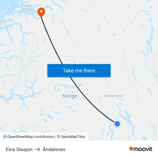 Eina Stasjon to Åndalsnes map