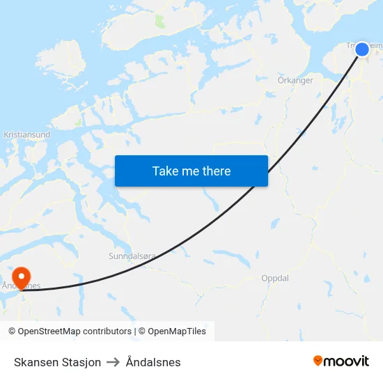 Skansen Stasjon to Åndalsnes map
