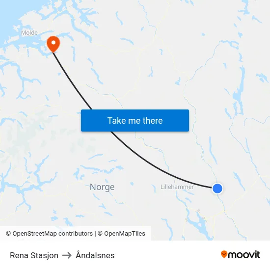 Rena Stasjon to Åndalsnes map