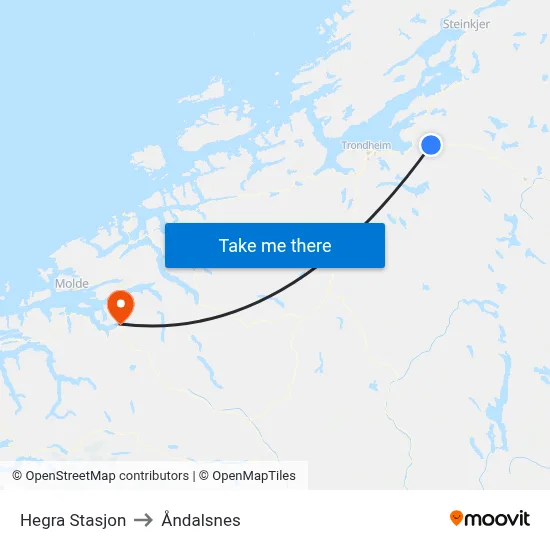 Hegra Stasjon to Åndalsnes map