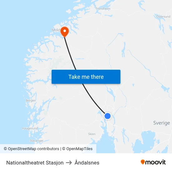 Nationaltheatret Stasjon to Åndalsnes map
