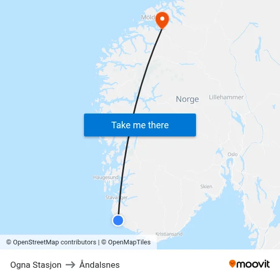 Ogna Stasjon to Åndalsnes map