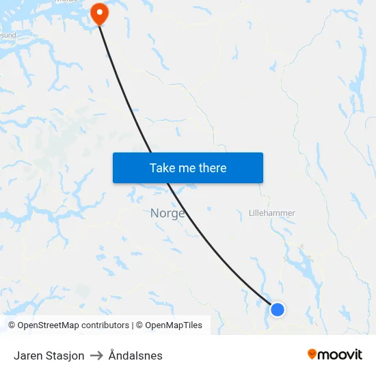 Jaren Stasjon to Åndalsnes map