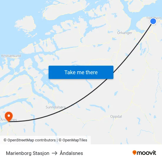 Marienborg Stasjon to Åndalsnes map