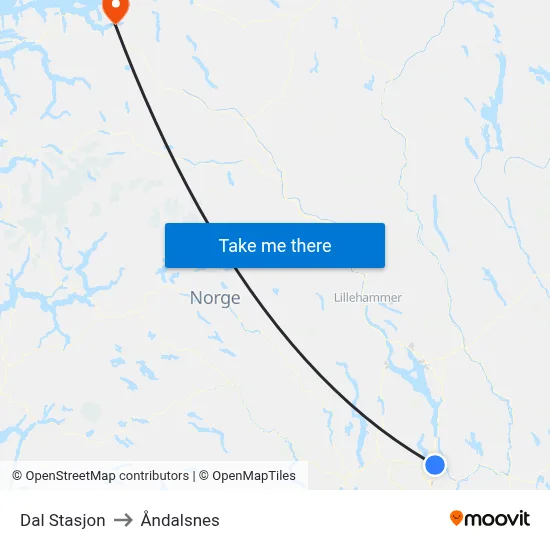 Dal Stasjon to Åndalsnes map