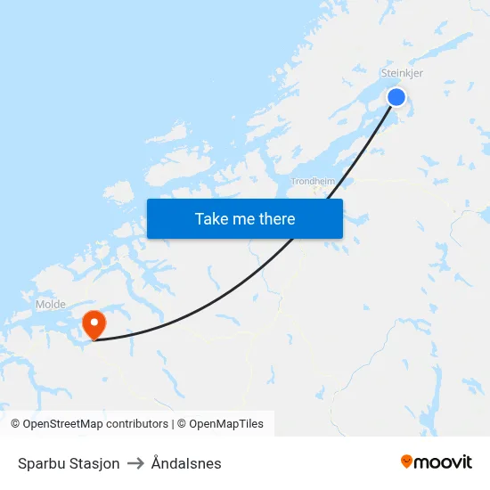 Sparbu Stasjon to Åndalsnes map