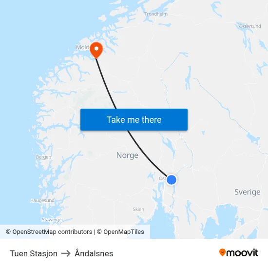 Tuen Stasjon to Åndalsnes map