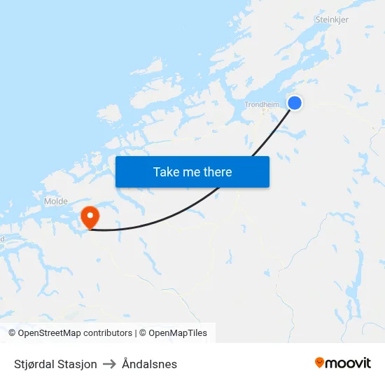 Stjørdal Stasjon to Åndalsnes map