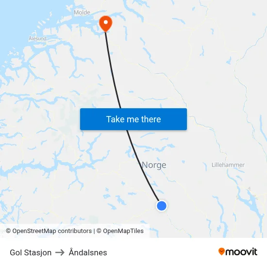 Gol Stasjon to Åndalsnes map