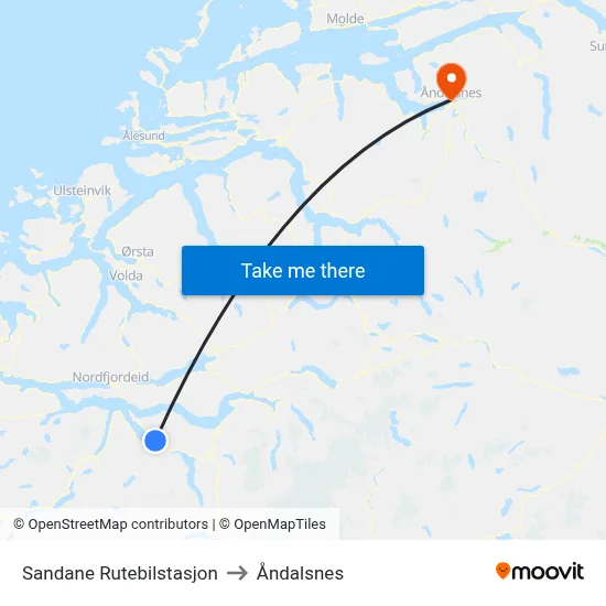 Sandane Rutebilstasjon to Åndalsnes map