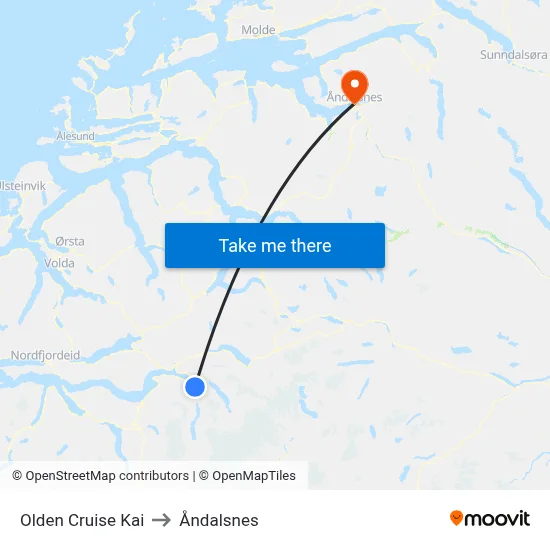 Olden Cruise Kai to Åndalsnes map