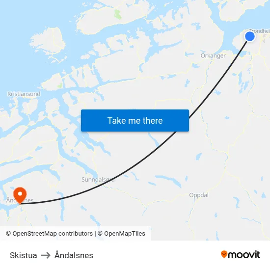 Skistua to Åndalsnes map