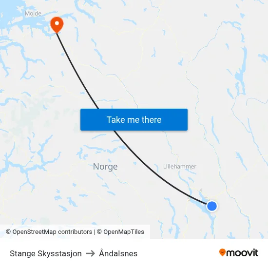 Stange Skysstasjon to Åndalsnes map