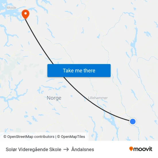 Solør Videregående Skole to Åndalsnes map