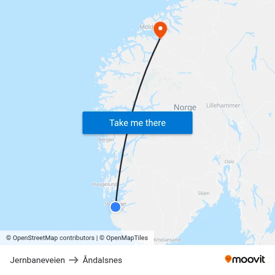 Jernbaneveien to Åndalsnes map
