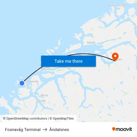 Fosnavåg Terminal to Åndalsnes map