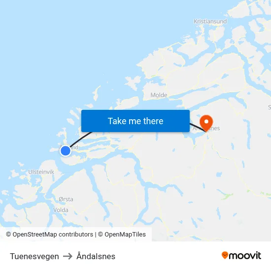 Tuenesvegen to Åndalsnes map