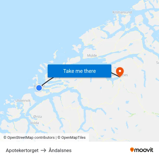 Apotekertorget to Åndalsnes map