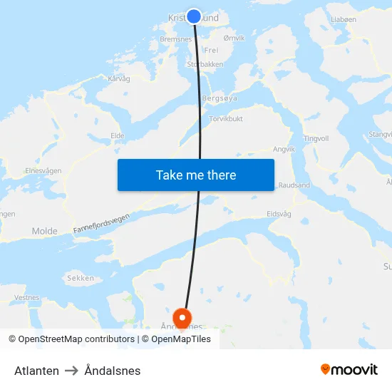 Atlanten to Åndalsnes map