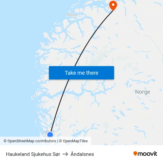 Haukeland Sjukehus Sør to Åndalsnes map